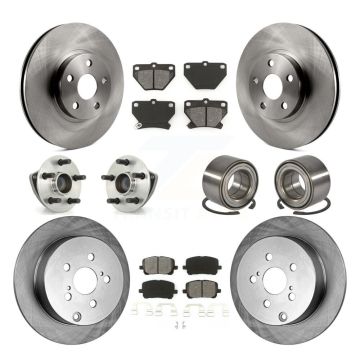 Front Rear Hub Bearing Disc Brake Rotor And Pad Kit (10Pc) For Toyota Matrix Pontiac Vibe KBB-106594