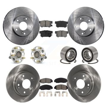 Front Rear Hub Bearings Disc Brake Rotors And Semi-Metallic Pads Kit (10Pc) For Acura CSX KBB-106596