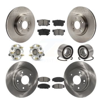 Front Rear Hub Bearings Disc Brake Rotors And Pads Kit (10Pc) For Honda Civic Acura CSX KBB-106597