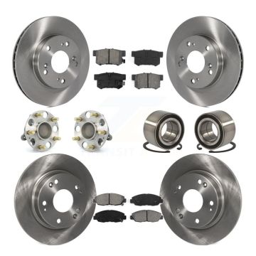 Front Rear Hub Bearing Disc Brake Rotor And Semi-Metallic Pads Kit (10Pc) For Honda Civic KBB-106599
