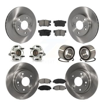 Front Rear Hub Bearing Disc Brake Rotor And Semi-Metallic Pads Kit (10Pc) For Honda Civic KBB-106601