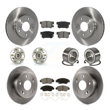 Front Rear Wheel Hub Bearing Disc Brake Rotor And Pad Kit (10Pc) For 2004 Honda Civic SiR KBB-106602