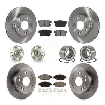 Front Rear Hub Bearings Disc Brake Rotors And Pads Kit (10Pc) For Honda Civic Acura RSX KBB-106603