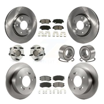 Front Rear Hub Bearings Assembly Disc Brake Rotors And Pads Kit (10Pc) For Hyundai Sonata KBB-106605