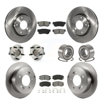Front Rear Hub Bearing Brake Rotor Pads Kit (10Pc) For Hyundai Sonata Kia Optima Magentis KBB-106606