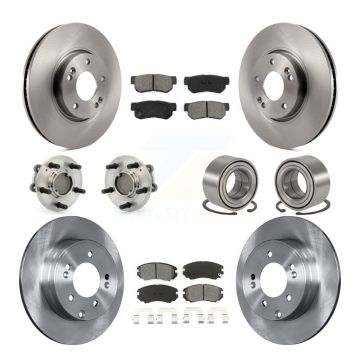 Front Rear Hub Bearings Assembly Disc Brake Rotors And Pads Kit (10Pc) For Hyundai Sonata KBB-106608
