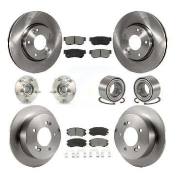 Front Rear Hub Bearing Brake Rotor And Pad Kit (10Pc) For Hyundai Tucson Kia Sportage FWD KBB-106610
