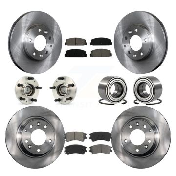 Front Rear Hub Bearings Disc Brake Rotors And Semi-Metallic Pads Kit (10Pc) For Mazda 6 KBB-106616