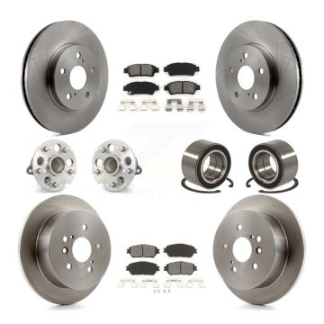 Front Rear Hub Bearing Disc Brake Rotor & Pads Kit (10Pc) For 2004-2010 Toyota Sienna FWD KBB-106619