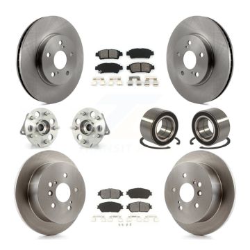 Front Rear Hub Bearing Disc Brake Rotor & Pads Kit (10Pc) For 2004-2010 Toyota Sienna AWD KBB-106620