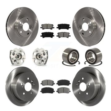 Front Rear Hub Bearing Assembly Disc Brake Rotor And Pad Kit (10Pc) For Toyota Highlander KBB-106621
