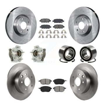 Front Rear Wheel Hub Bearing Disc Brake Rotor And Pad Kit (10Pc) For Nissan Altima Maxima KBB-106627