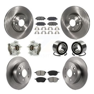 Front Rear Wheel Hub Bearing Disc Brake Rotor And Pad Kit (10Pc) For Nissan Altima Maxima KBB-106628