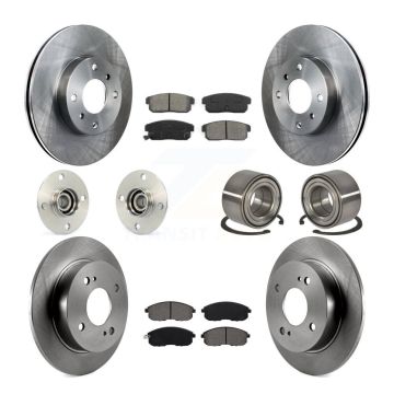 Front Rear Hub Bearings Disc Brake Rotors And Pads Kit (10Pc) For 2002 Nissan Sentra 2.5L KBB-106631