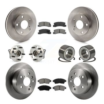 Front Rear Hub Bearing Disc Brake Rotor And Semi-Metallic Pad Kit (10Pc) For Toyota Camry KBB-106638