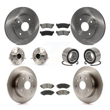 Front Rear Hub Bearing Brake Rotor & Pad Kit (10Pc) For 2004-2006 Chevrolet Optra Non-ABS KBB-106644