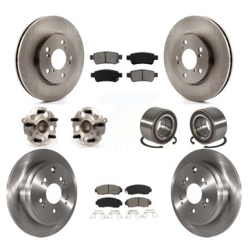 Front Rear Hub Bearings Disc Brake Rotors And Pads Kit (10Pc) For 2005-2010 Honda Odyssey KBB-106645