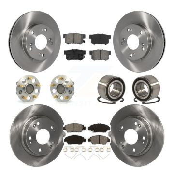 Front Rear Hub Bearing Disc Brake Rotor And Semi-Metallic Pads Kit (10Pc) For Honda Civic KBB-106646