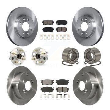 Front Rear Hub Bearing Disc Brake Rotor & Pads Kit (10Pc) For Hyundai Accent Kia Rio5 Rio KBB-106647