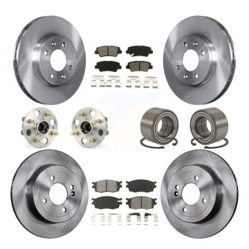 Front Rear Hub Bearing Brake Rotor And Pad Kit (10Pc) For 2011 Hyundai Accent 4-Wheel ABS KBB-106648