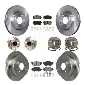 Front Rear Hub Bearing Brake Rotor Pad Kit (10Pc) For Hyundai Accent Kia Rio Rio5 Non-ABS KBB-106649