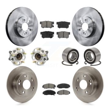 Front Rear Wheel Hub Bearing Disc Brake Rotor And Pads Kit (10Pc) For 2004-2008 Acura TSX KBB-106653