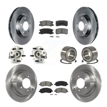 Front Rear Wheel Hub Bearing Disc Brake Rotor And Pad Kit (10Pc) For Jeep Patriot Compass KBB-106665