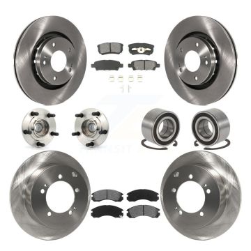 Front Rear Hub Bearing Brake Rotor Pads Kit (10Pc) For 2005-2006 Mitsubishi Outlander FWD KBB-106667