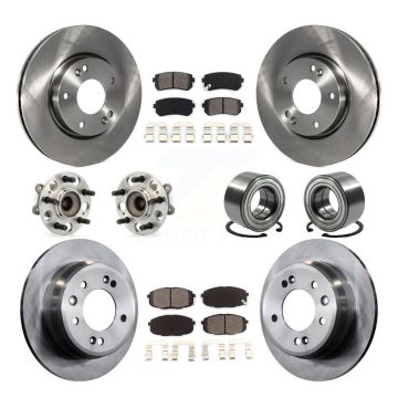 Front Rear Hub Bearing Assembly Disc Brake Rotors And Pads Kit (10Pc) For Hyundai Elantra KBB-106668