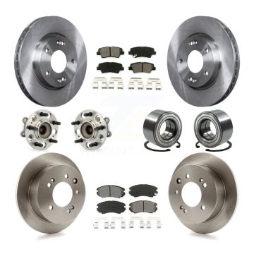 Front Rear Hub Bearing Brake Rotor Pads Kit (10Pc) For 2010 Hyundai Elantra From 03 23 10 KBB-106669