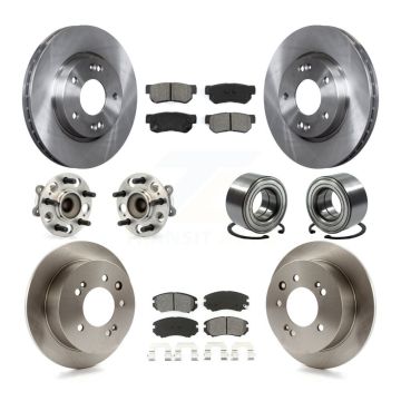 Front Rear Hub Bearing Assembly Disc Brake Rotors And Pads Kit (10Pc) For Hyundai Elantra KBB-106670