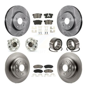 Front Rear Hub Bearing Disc Brake Rotor And Pad Kit (10Pc) For Honda Accord Crosstour FWD KBB-106676