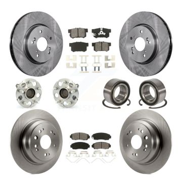 Front Rear Hub Bearing Disc Brake Rotor Pads Kit (10Pc) For 2013-2015 Honda Crosstour FWD KBB-106677