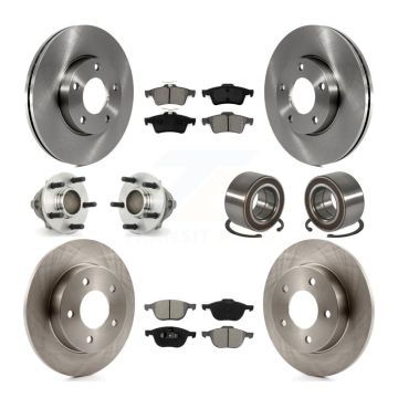 Front Rear Hub Bearings Assembly Disc Brake Rotors And Pads Kit (10Pc) For Mazda 3 Sport KBB-106684