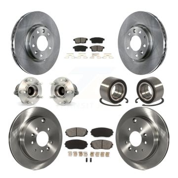 Front Rear Hub Bearing Disc Brake Rotors And Pads Kit (10Pc) For 2007-2012 Mazda CX-7 FWD KBB-106690