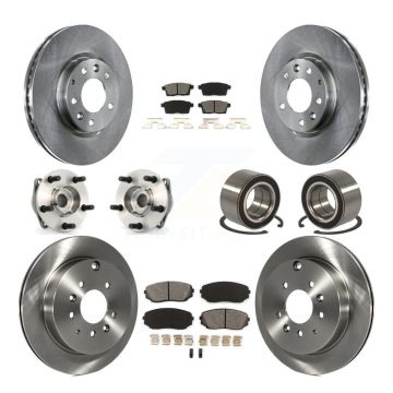 Front Rear Hub Bearing Disc Brake Rotors And Pads Kit (10Pc) For 2007-2012 Mazda CX-7 AWD KBB-106691