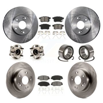 Front Rear Hub Bearing Disc Brake Rotor And Semi-Metallic Pad Kit (10Pc) For Honda Accord KBB-106692