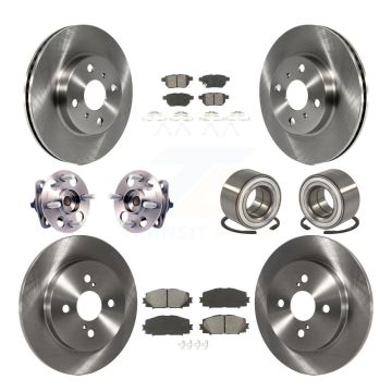 Front Rear Hub Bearing Disc Brake Rotor And Semi-Metallic Pad Kit (10Pc) For Toyota Yaris KBB-106698