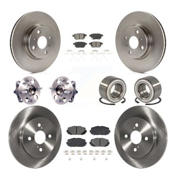 Front Rear Hub Bearing Disc Brake Rotor And Semi-Metallic Pad Kit (10Pc) For Toyota Yaris KBB-106699