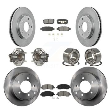 Front Rear Hub Bearing Assembly Disc Brake Rotor And Pad Kit (10Pc) For Mitsubishi Lancer KBB-106701