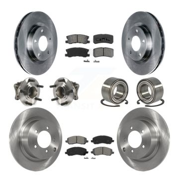Front Rear Hub Bearing Brake Rotor Pads Kit (10Pc) For Mitsubishi Outlander FWD with 2.4L KBB-106702