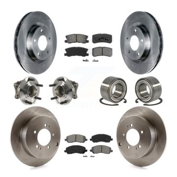 Front Rear Wheel Hub Bearing Disc Brake Rotor And Pad Kit (10Pc) For Mitsubishi Outlander KBB-106703