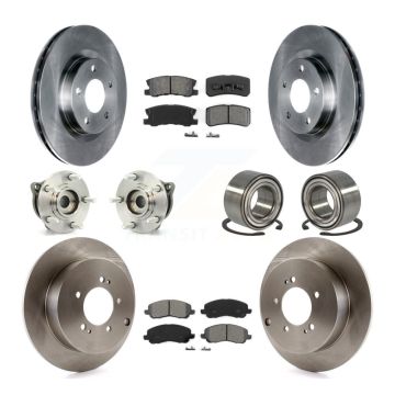 Front Rear Wheel Hub Bearing Disc Brake Rotor And Pad Kit (10Pc) For Mitsubishi Outlander KBB-106708