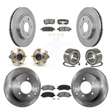 Front Rear Hub Bearing Assembly Disc Brake Rotor And Pad Kit (10Pc) For Mitsubishi Lancer KBB-106711