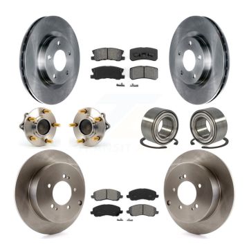 Front Rear Hub Bearing Brake Rotor Pads Kit (10Pc) For Mitsubishi Outlander FWD with 3.0L KBB-106714