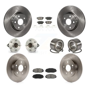 Front Rear Hub Bearings Assembly Disc Brake Rotors And Pads Kit (10Pc) For Toyota Matrix KBB-106718