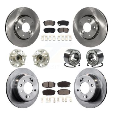 Front Rear Hub Bearing Assembly Disc Brake Rotors And Pads Kit (10Pc) For Hyundai Elantra KBB-106726