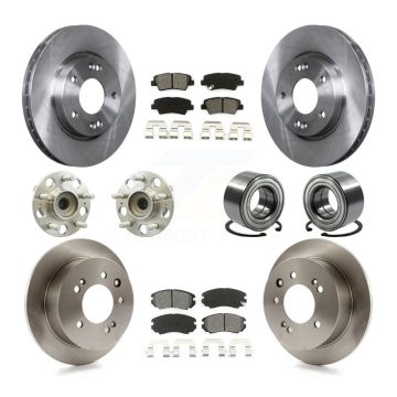 Front Rear Hub Bearing Brake Rotor Pads Kit (10Pc) For Hyundai Elantra Sedan with Non-ABS KBB-106727