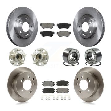 Front Rear Hub Bearing Assembly Disc Brake Rotors And Pads Kit (10Pc) For Hyundai Elantra KBB-106728