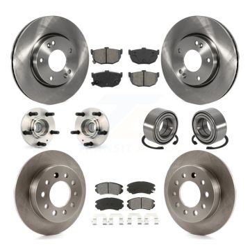 Front Rear Hub Bearing Assembly Disc Brake Rotors And Pads Kit (10Pc) For Hyundai Tiburon KBB-106729